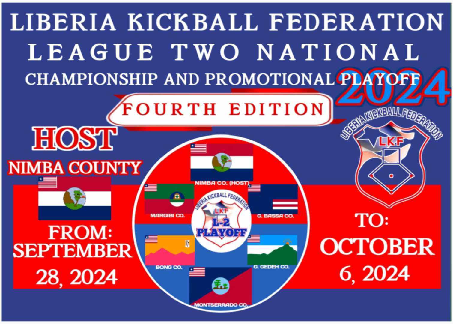 Kickball Federation to induct new leadership in Nimba, as play-offs will be hosted in Ganta.